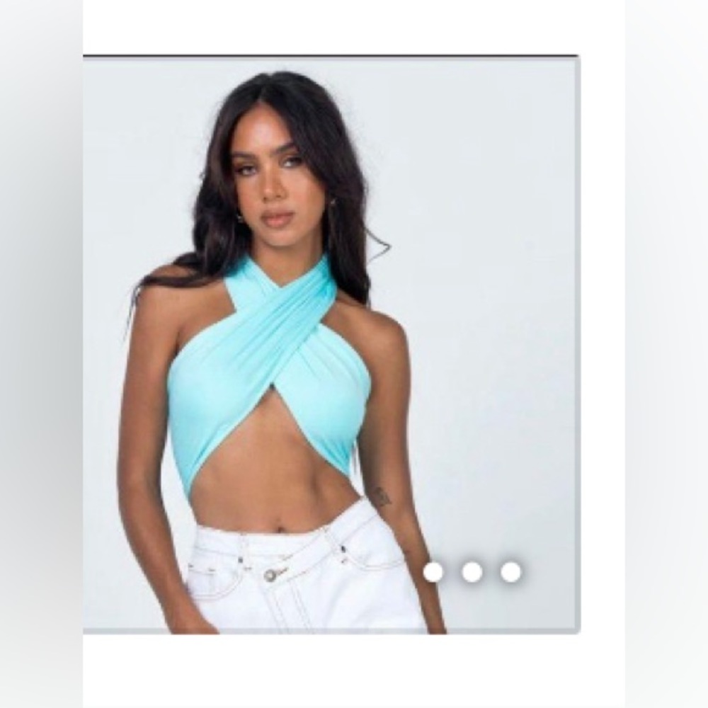 Princess Poly blue wrap top size 6
